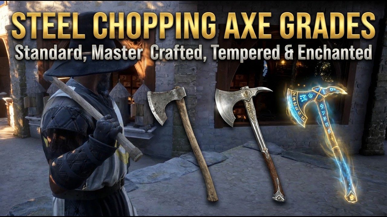 Steel Chopping Axe Grades - Pax Dei - YouTube
