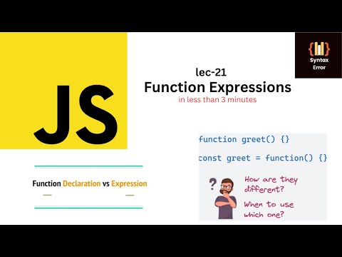 Function Expressions in JavaScript in less than 3 minutes in Hindi #22