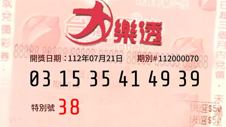 大樂透|數學老師7月21日中獎號碼資訊&歷史分析 - 頭獎上看3億 - 天天要聞