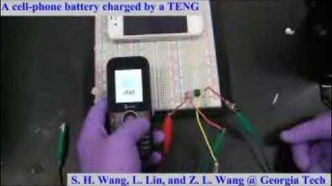 Nanogenerator charging a cell phone by Prof. Zhong Lin (Z.L.) Wang