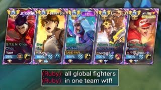 5 MAN FIGHTER IN MYTHICAL GLORY RANKED!🔥(world ranker fighters in one team)