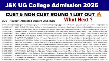J&K Colleges Admission : Selection List Out Round 1 For CUET & Non CUET Aspirant : Check your Name