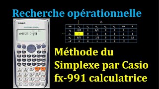 Méthode du Simplexe par Calculatrice Casio fx-991| Recherche opérationnelle S6