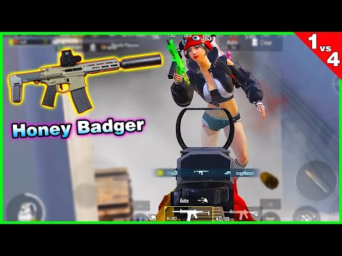 New Gameplay Honey Badger | 28  Kills 1vs4 - PUBG Mobile