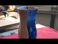 Waterfall Vase - Red Oak and Blue Epoxy