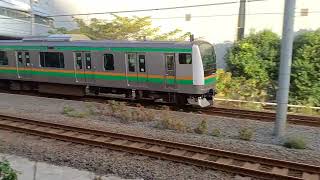 JR東日本E233系3000番台後期横コツE-11編成+E231系1000番台初期宮ヤマU53編成併結編成東海道線普通小田原行き大森駅通過