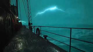 Deep Sleep Instantly On Rainy Night at Sea 🌧️ Heavy Rain and Wave Sounds Nature Sounds for Sleep