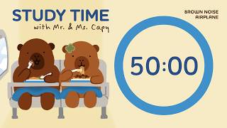 Study with Mr. & Ms. Capy | 2 Hour Pomodoro (50/10 min) | Airplane Brown Sounds Study Session