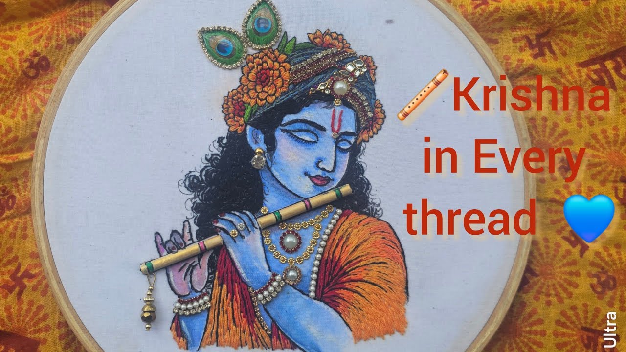 From Thread to Divinity ✨ | Lord Krishna Hand Embroidery Timelapse | vithana 
