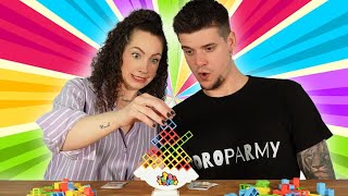 Tetra Tower Challenge | Mike vs Sanne | Family Games | DropTheMike