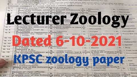 Lecturer Zoology test Dated 6-10-2021| Kppsc zoology paper  2021| Past paper of lecturer zoology