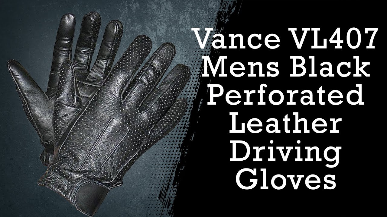 Vance Mens Black Perforated Leather Driving Gloves - Team Motorcycle