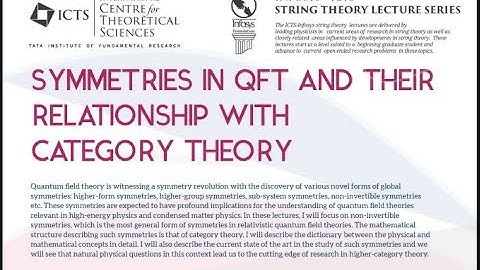 Symmetries in QFT and Their Relationship With Category Theory (Lecture 1) by Lakshya Bhardwaj