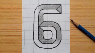 Simple 3d Drawing Number 6 / How To Draw Easy For Beginners #shorts
