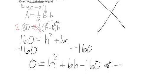 Triangle area word problem - quadratic
