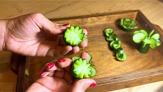 Food decoration ideas  cucumber decoration  garnish ~salad decorations ~