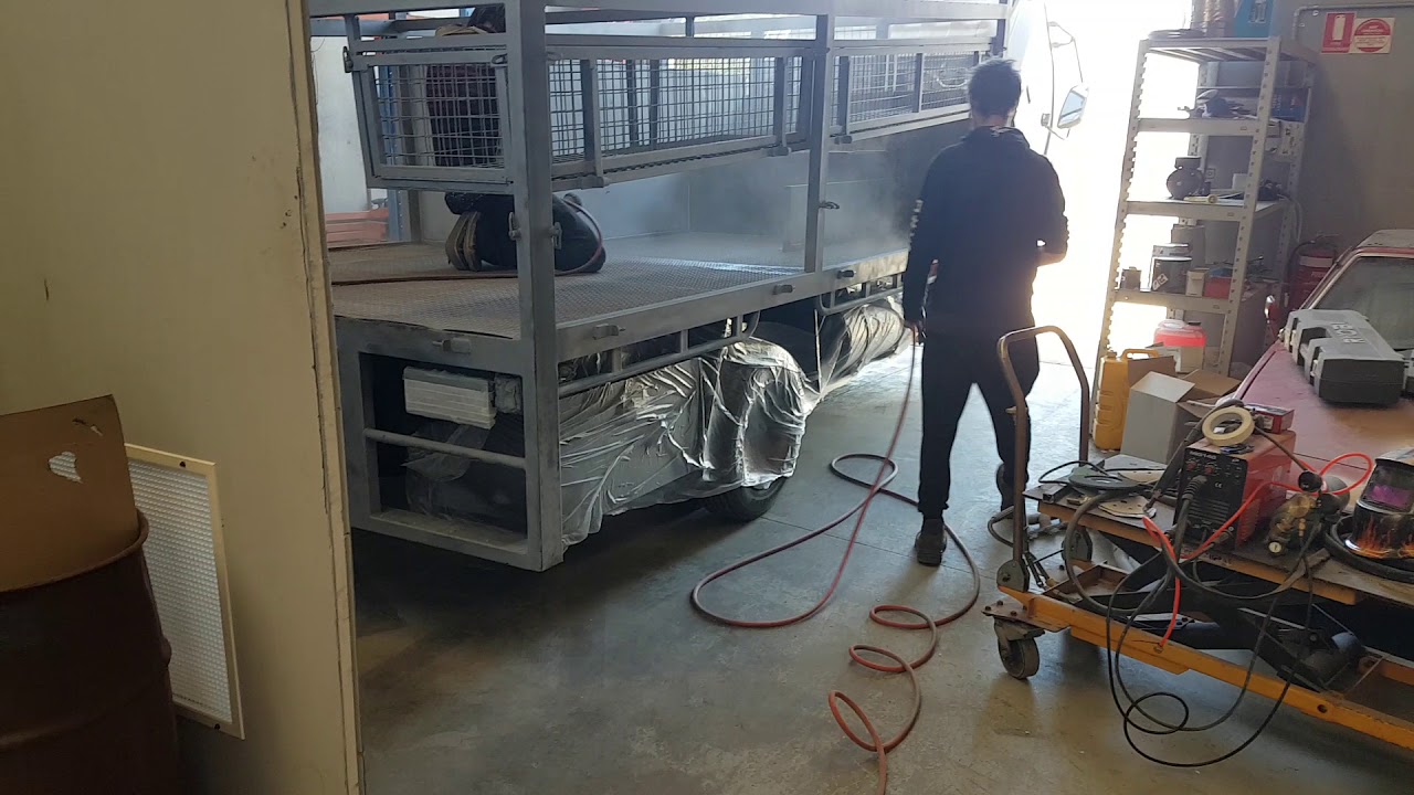 Sandblasting truck tray and frame with etch primer YouTube