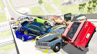 Jumps With Random Cars On Big Ramp - Beamng Drive Crashes Destructionnation