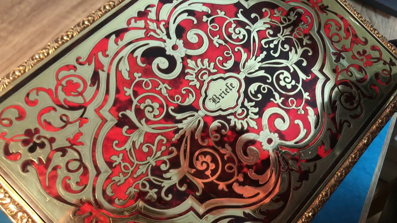 Beautiful c.1850 Boulle Red Tortoiseshell and Brass bo