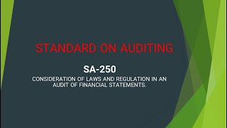 SA-250 Consideration of Laws and Regulation in an Audit of Financial Statements