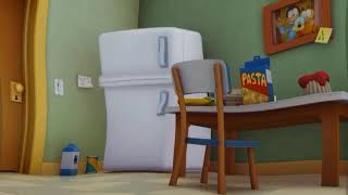 Garfield running around the fridge while tying it - Explosion