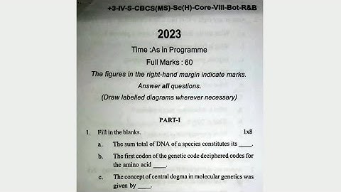 +3 Bsc 4th Sem Botany Core-8 (Molecular Biology) Question Paper 2023 || Utkal University ||