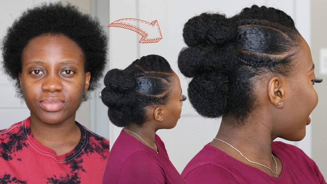 QUICK Natural Hair Protective Style | Faux Hawk Updo - Christmas Holiday  Hairstyle On Short 4c Hair - YouTube