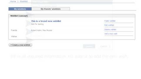 Adding wishes to an existing wishlist - Video 2 (WishYa! the facebook webapplication)