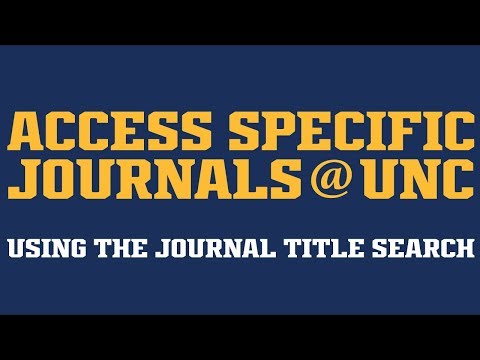 Access Specific Journals @ UNC