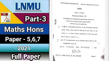 Lnmu bsc part 3 maths honours paper 5,6,7 2021