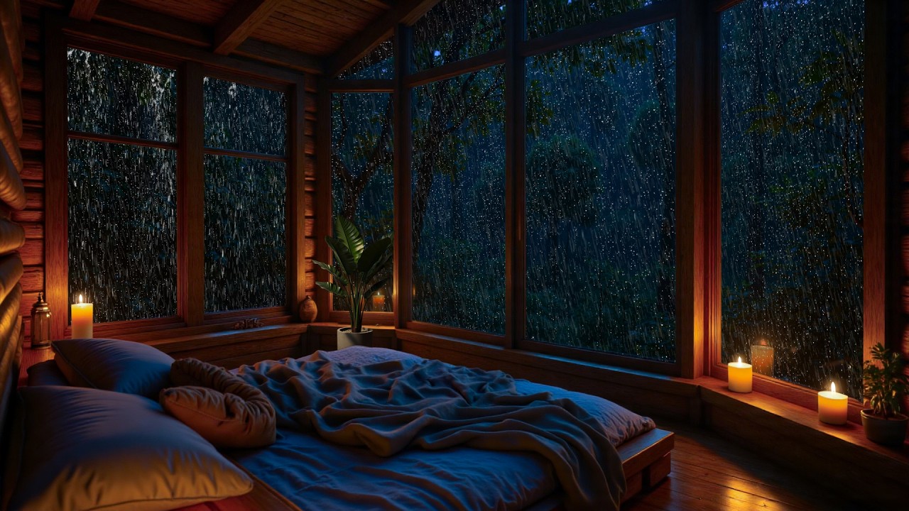 Rain Sounds in Cozy Bedroom (No Ads) • Relaxing Ambience for Deep Sleep ...