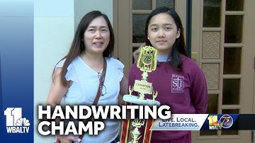 Sixth grader wins national cursive handwriting contest