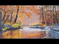 Autumn River Landscape Acrylic Painting LIVE Tutorial
