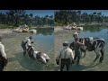 Farmers bathing their cows in the river