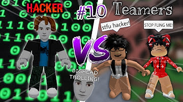 [MM2] Hacker Vs Teamers #10...(I flung them with BIGHEAD!) | Roblox