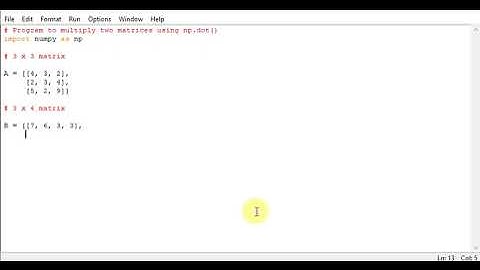 Program to multiply two matrices using np.dot()