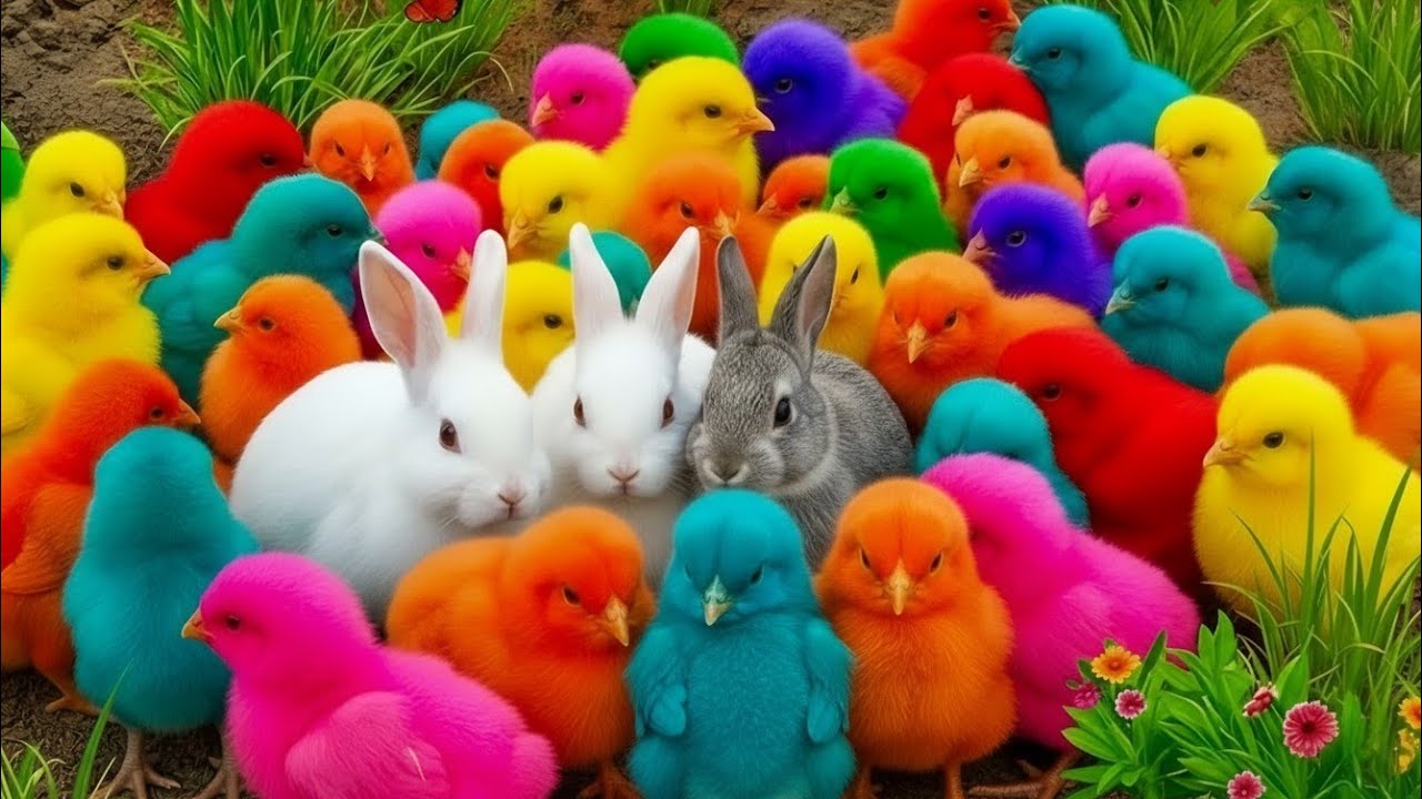 Ayam Lucu, ayam warna warni, ayam rainbow, kelinci lucu, bebek lucu, ikan koi, Hewan Lucu