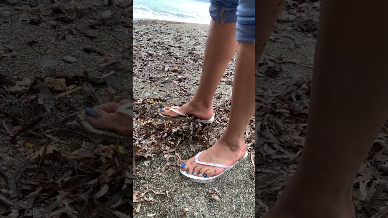 Blue Toes White Flip Flop Orange Crush Dirty Feet Foot Fetish Crush Fetish Fruit Crush ASMR 
