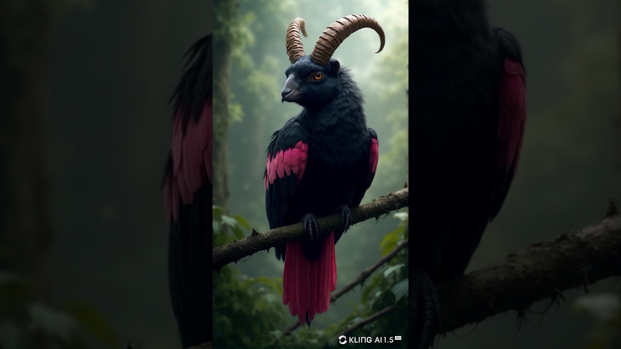 "The Enchanted Horned Bird: A Mystical Creature in the Forest" 