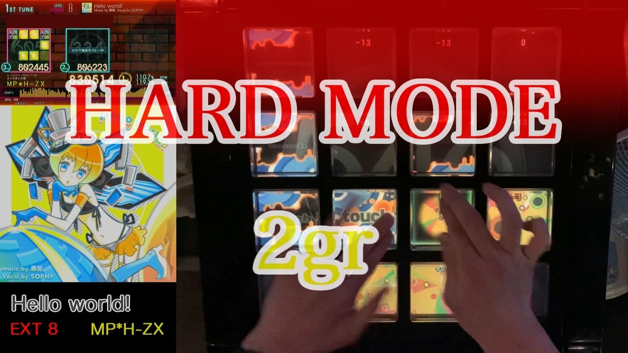 [HARD MODE 2gr] Hello world! EXT【jubeat bt Ave.】60fps