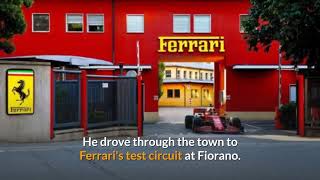 Leclerc drives ferrari f1 car through maranello streets
