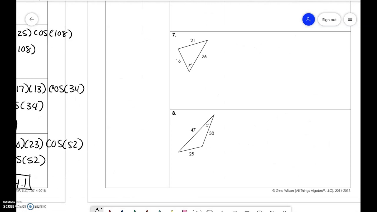 unit 5 trigonometric functions homework 8 law of cosines answers