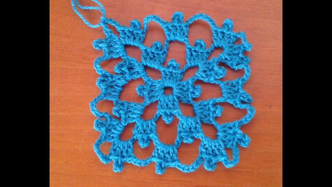 Quadrado de crochê em ponto fantasia