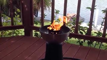 Easy DIY Propane Fire Bowl Kit mounted on Black Metal Stand b4bck from EasyFirePits.com