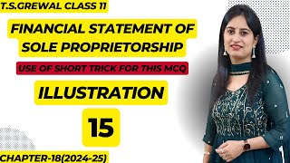 Financial Statement of Sole proprietorship Illustration 15 #financialstatements #class11accounts