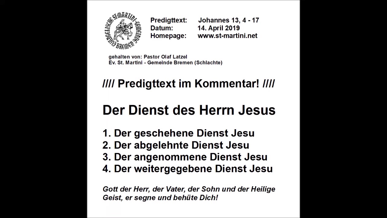 14.04.2019 - Der Dienst des Herrn Jesus