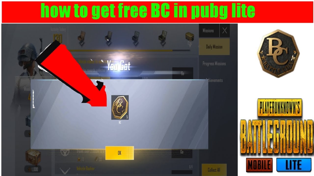 How to gat free BC in pubg mobile lite YouTube