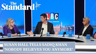 Susan Hall tells Sadiq Khan ‘nobody believes you anymore’ in mayoral debate as they exchange blows