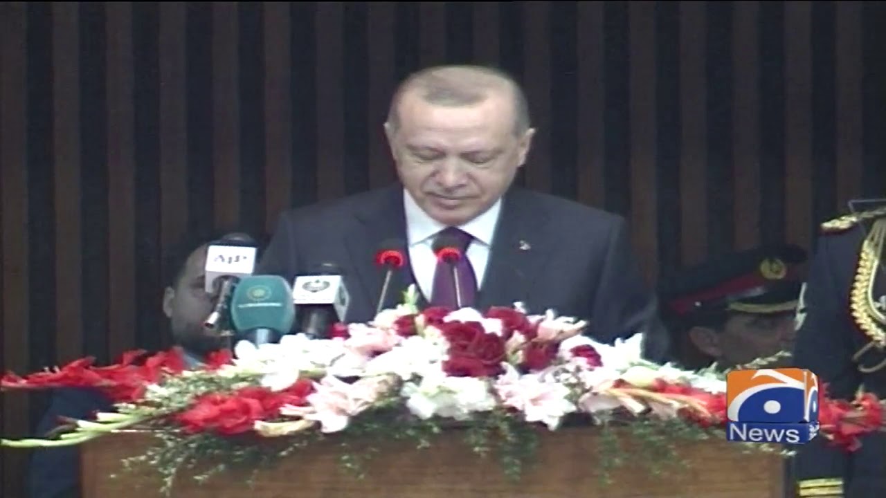 Turkish President Erdogan addresses joint session of Parliament in Pakistan