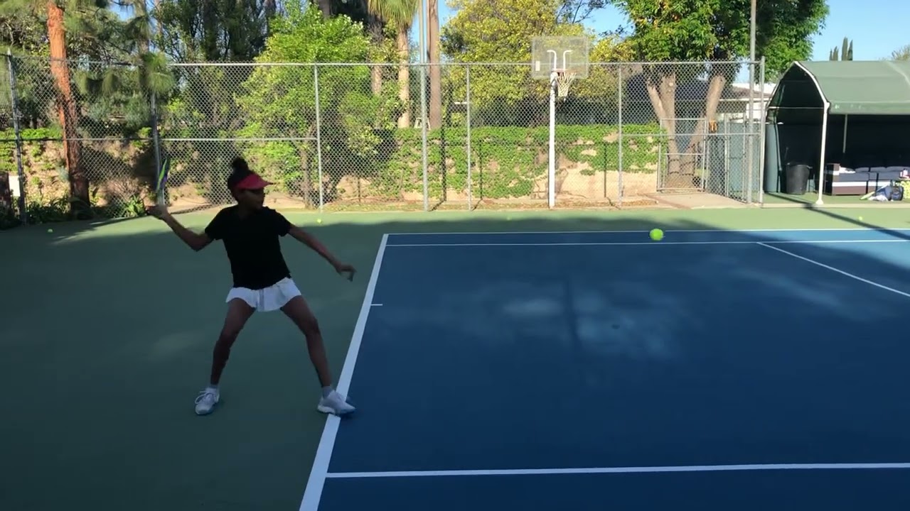 (2021) April 7 - Side view of forehand and step up backhand attack ball. w/Thea F